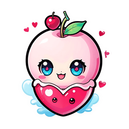 Cute Peach Heart Sticker - Heat Press Transfer