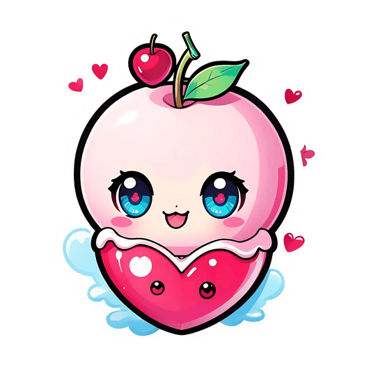 Cute Peach Heart Sticker - Heat Press Transfer