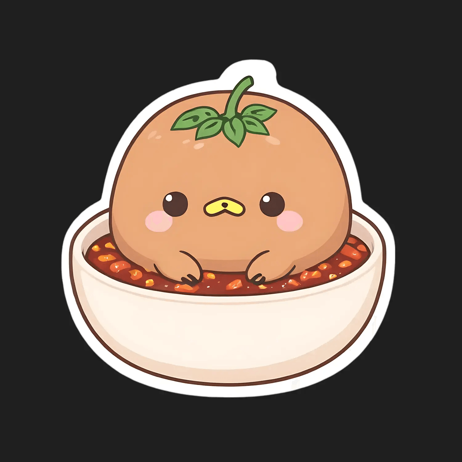 Cute Peach Sticker - Kawaii Fruit Theme - Heat Press Transfer