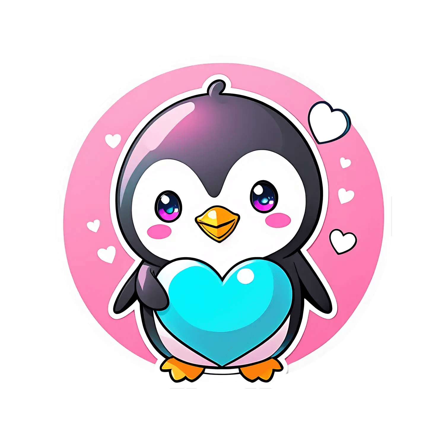 Cute Penguin Heart - Sticker - Heat Press Transfer