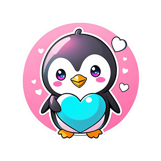 Cute Penguin Heart - Sticker - Heat Press Transfer