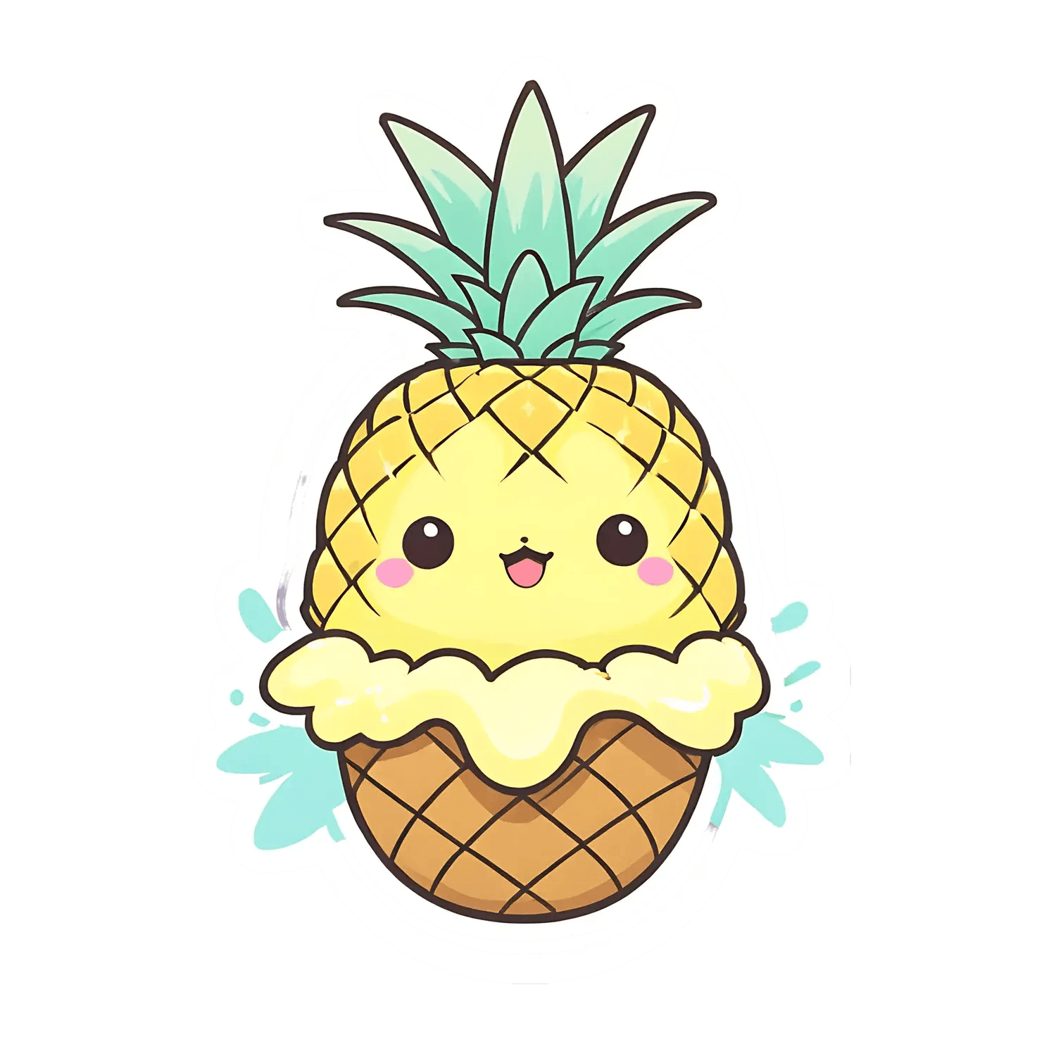 Cute Pineapple Ice Cream Sticker - Heat Press Transfer