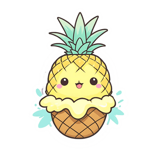 Cute Pineapple Ice Cream Sticker - Heat Press Transfer