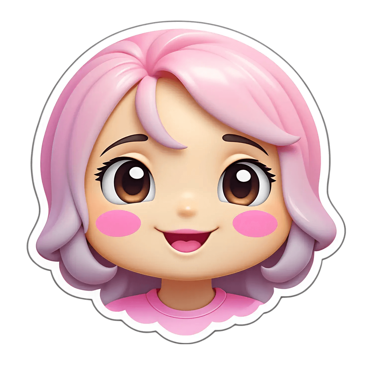 Cute Pink Hair Girl Sticker - Durable UV DTF - Heat Press Transfer