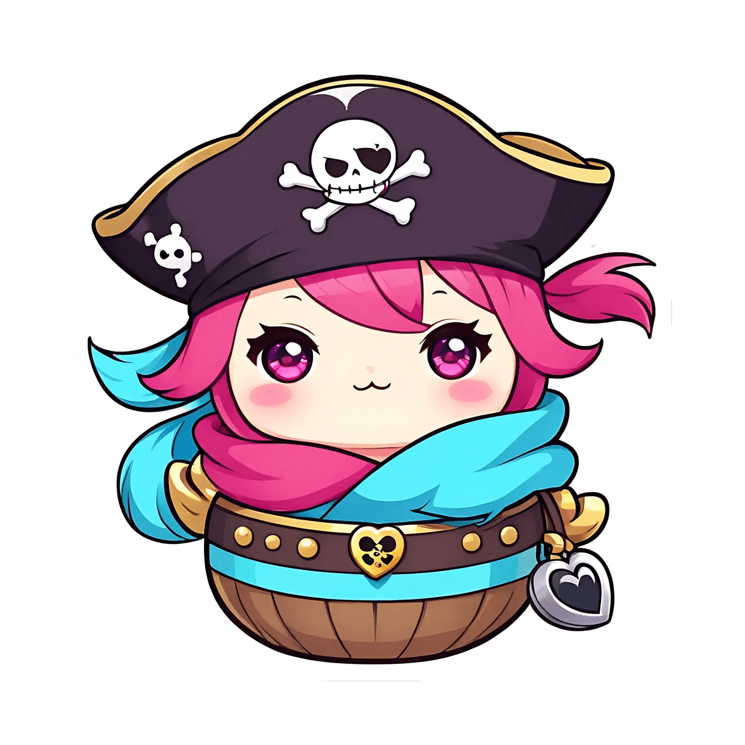 Cute Pirate Girl - UV DTF Sticker - Heat Press Transfer
