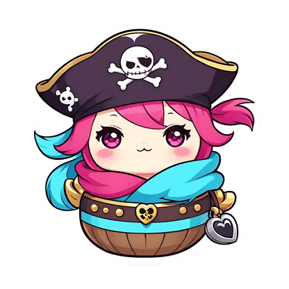 Cute Pirate Girl - UV DTF Sticker - Heat Press Transfer