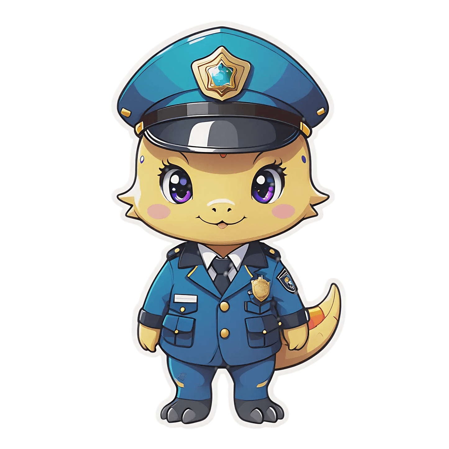Cute Policeman Chameleon - Sticker - Heat Press Transfer