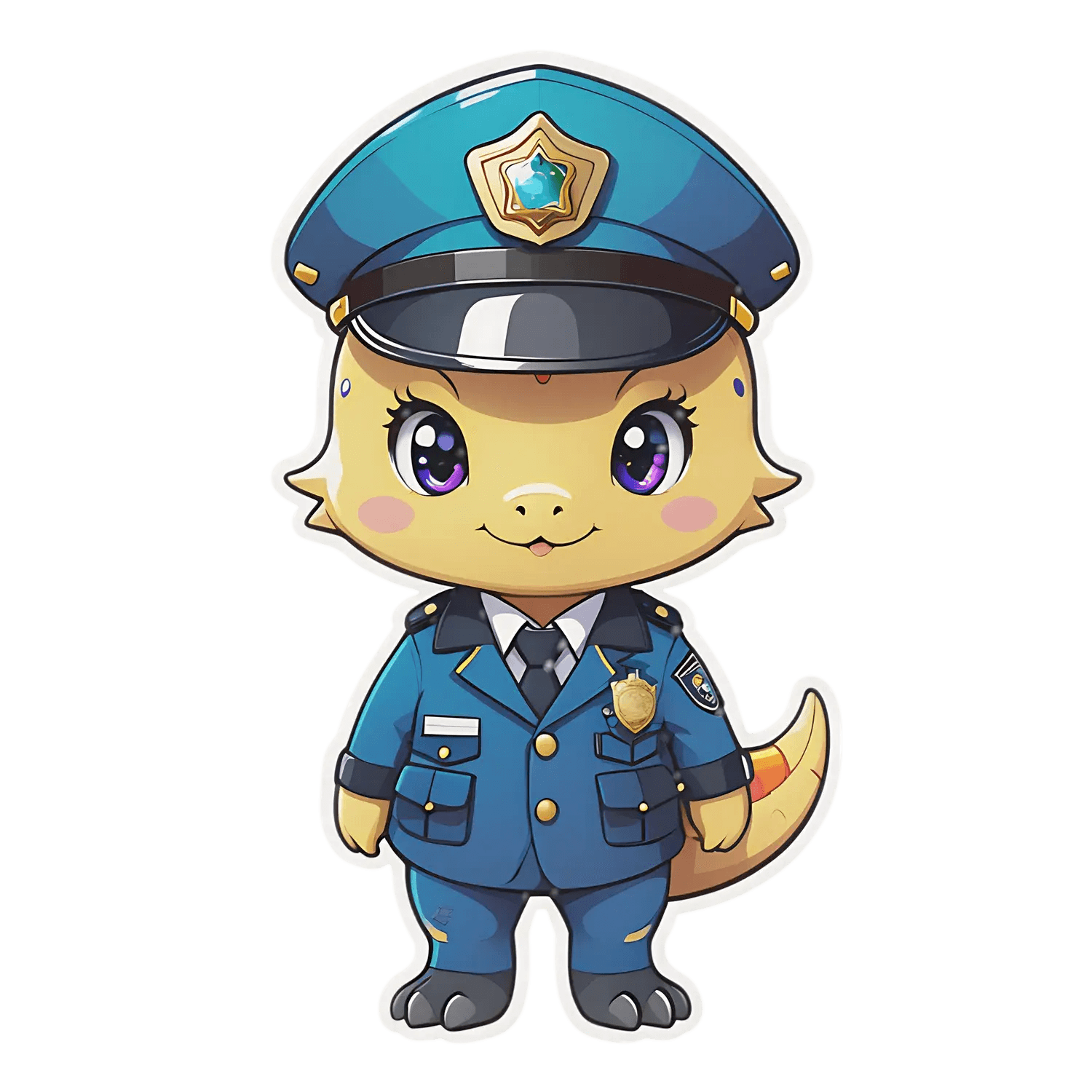 Cute Policeman Chameleon - Sticker - Heat Press Transfer