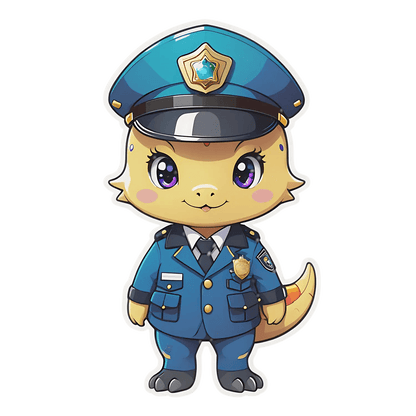 Cute Policeman Chameleon - Sticker - Heat Press Transfer