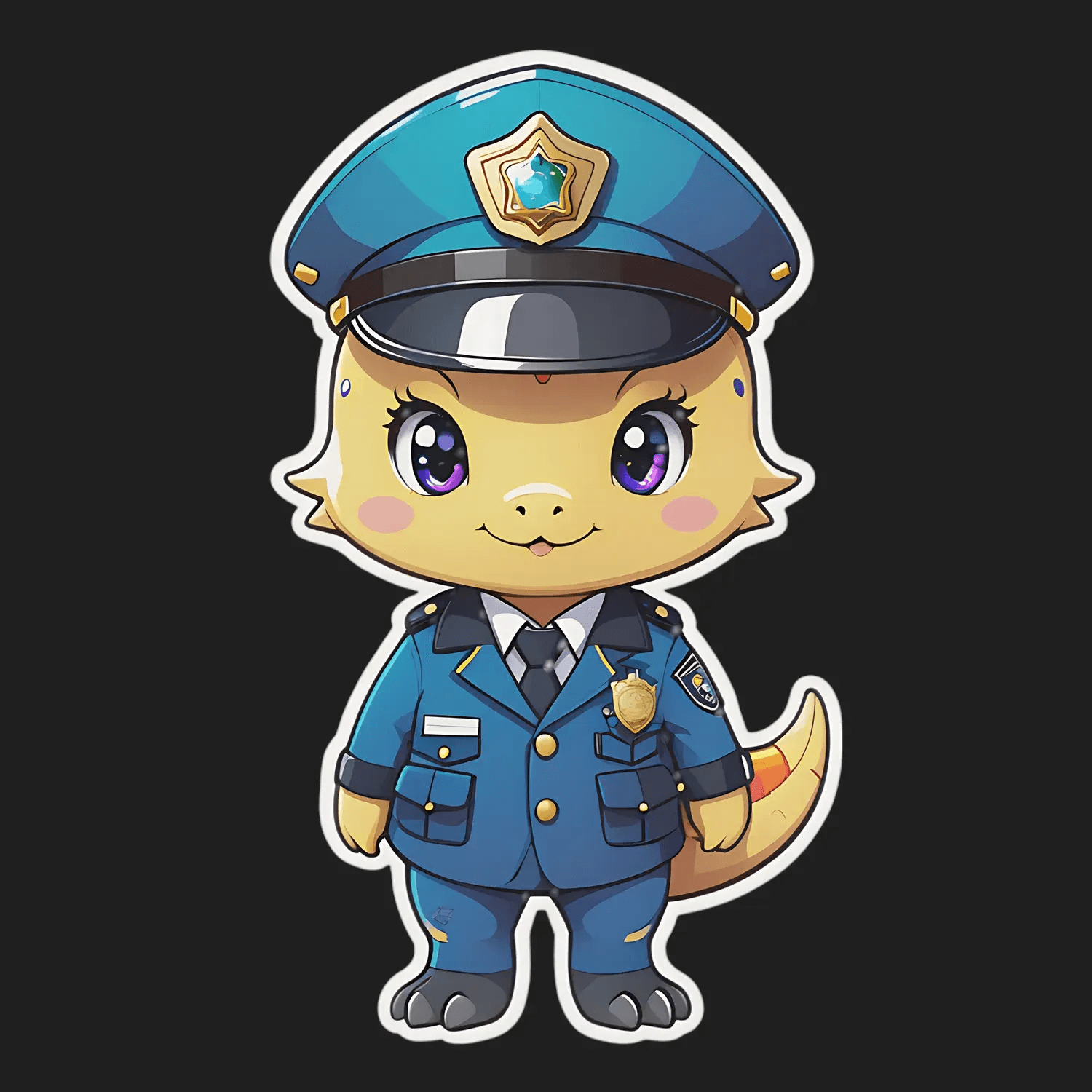 Cute Policeman Chameleon - Sticker - Heat Press Transfer