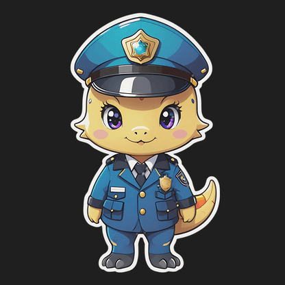 Cute Policeman Chameleon - Sticker - Heat Press Transfer