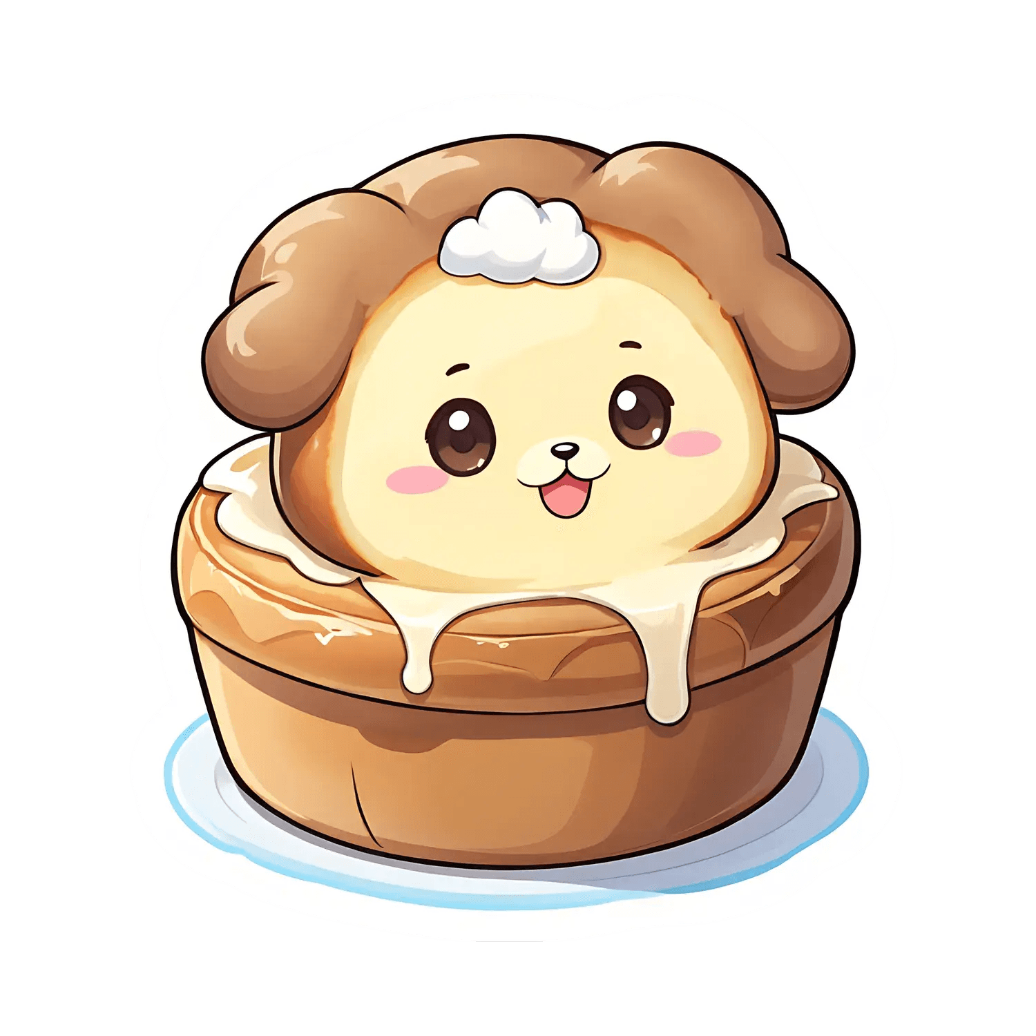 Cute Puppy Cinnamon Bun - Sticker - Heat Press Transfer