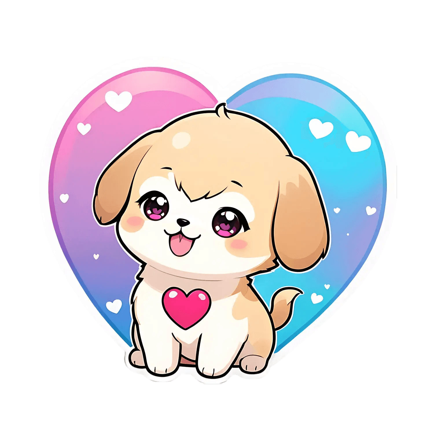 Cute Puppy Love - Heart Sticker - Heat Press Transfer