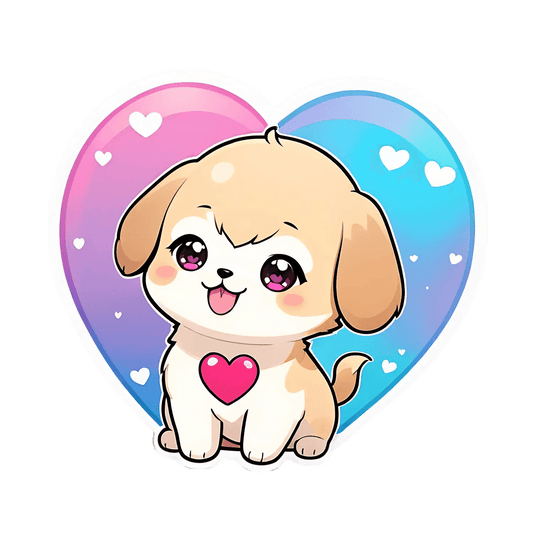Cute Puppy Love - Heart Sticker - Heat Press Transfer