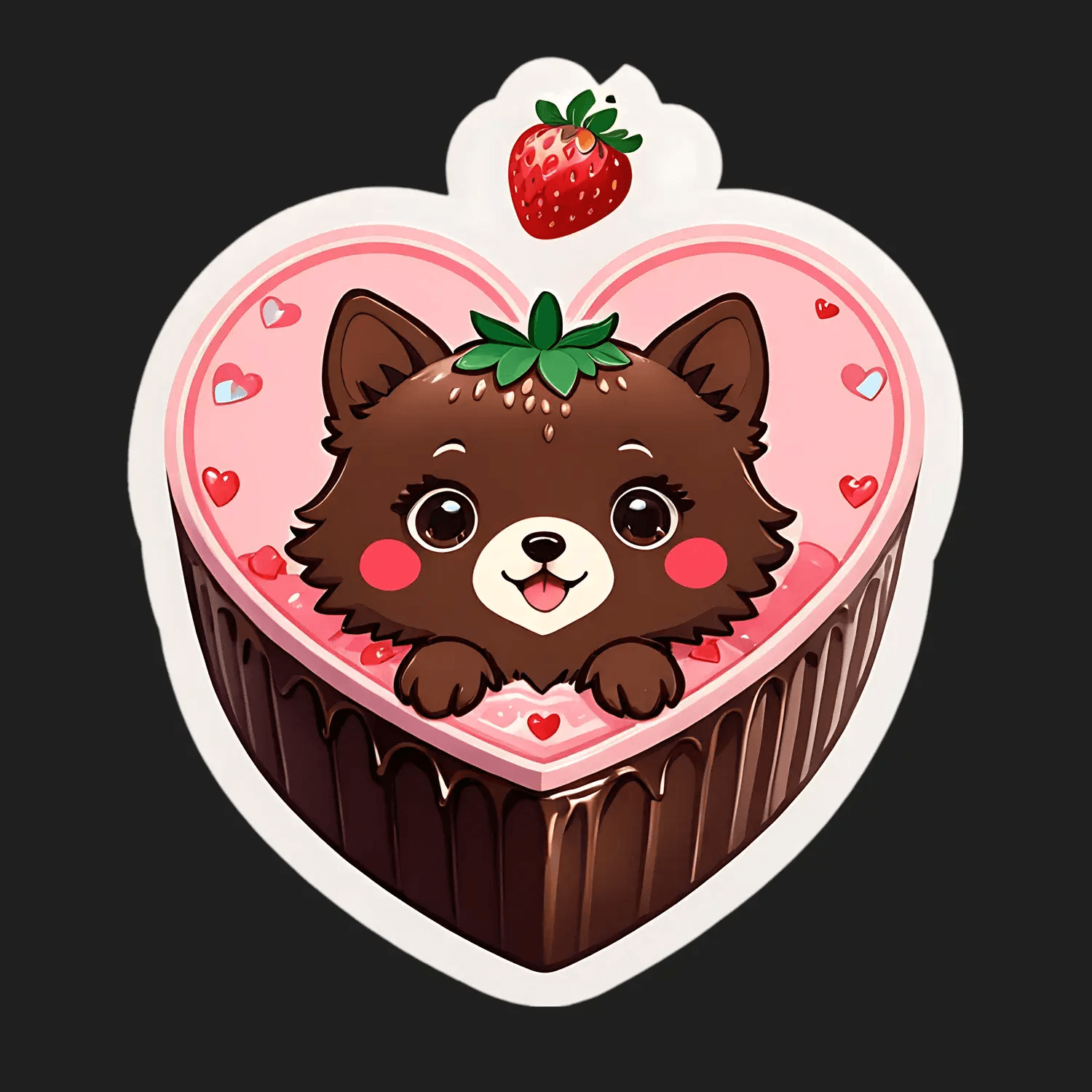 Cute Puppy Love - Heart Sticker - Heat Press Transfer