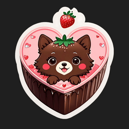 Cute Puppy Love - Heart Sticker - Heat Press Transfer