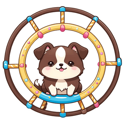 Cute Puppy Steering Wheel - Sticker - Heat Press Transfer