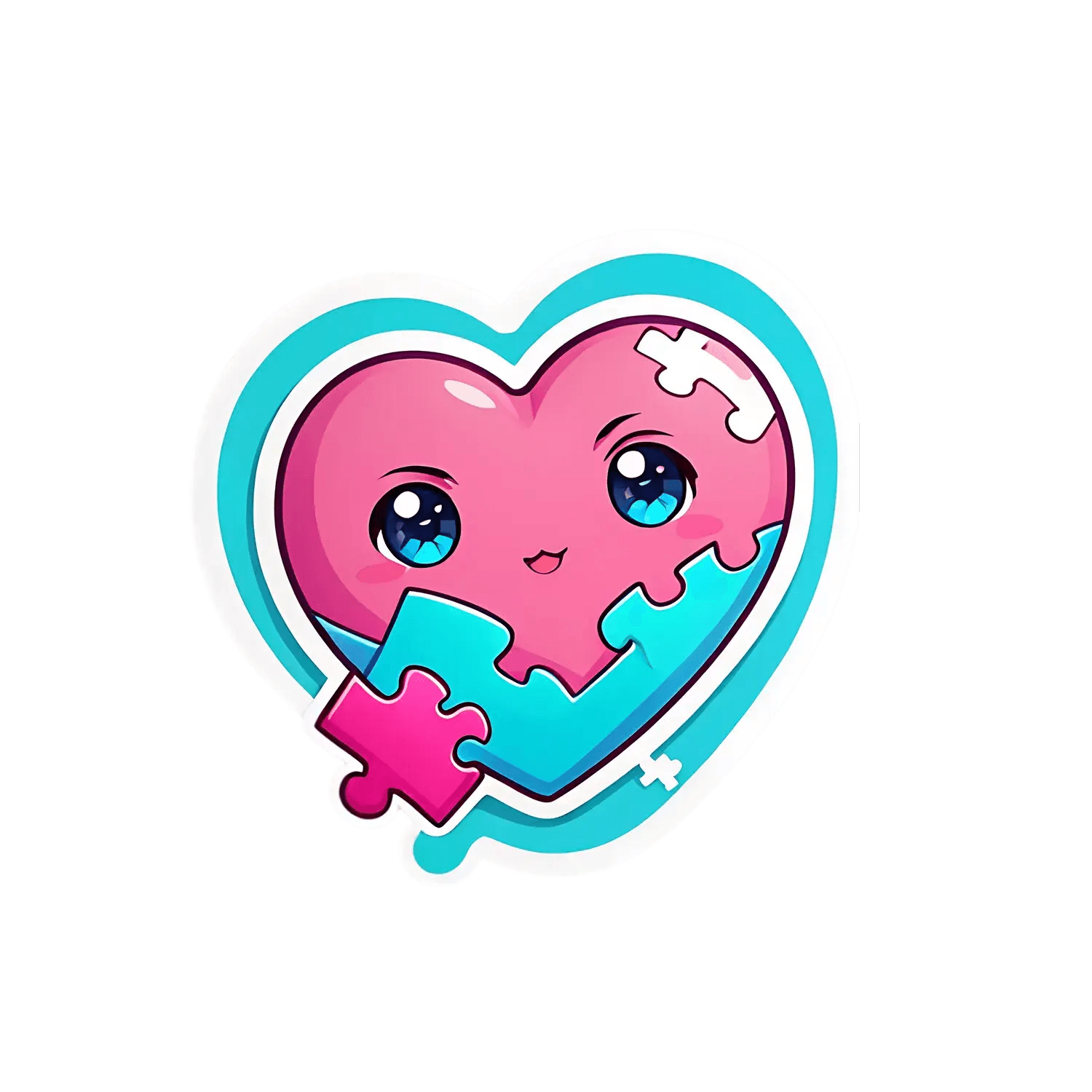Cute Puzzle Heart - Sticker - Heat Press Transfer