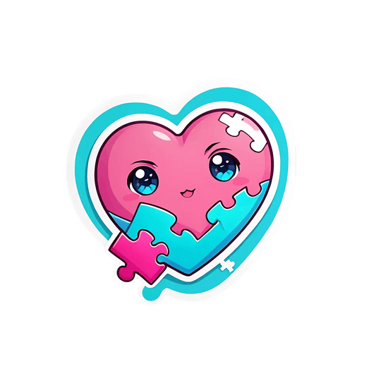 Cute Puzzle Heart - Sticker - Heat Press Transfer
