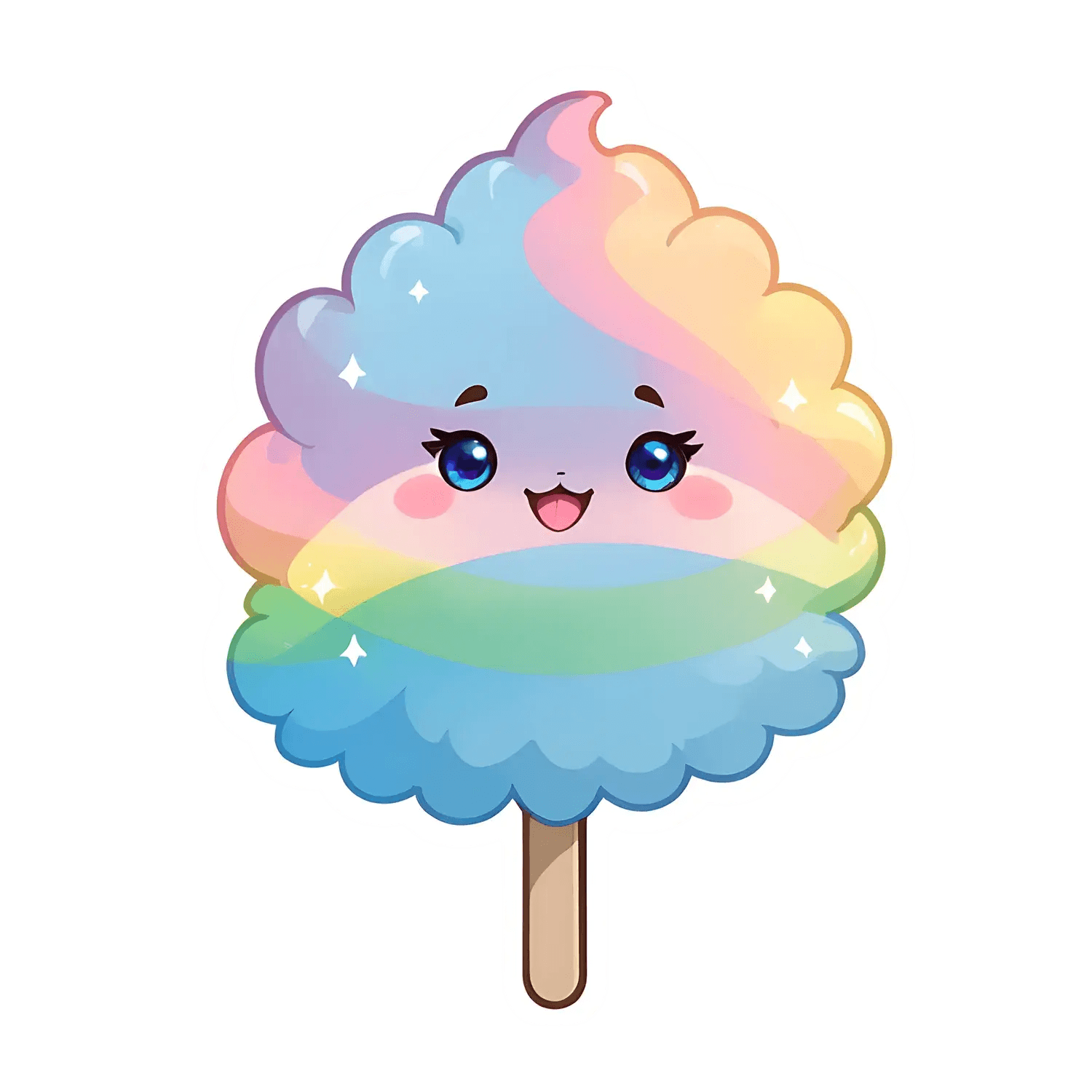 Cute Rainbow Cotton Candy - Sticker - Heat Press Transfer