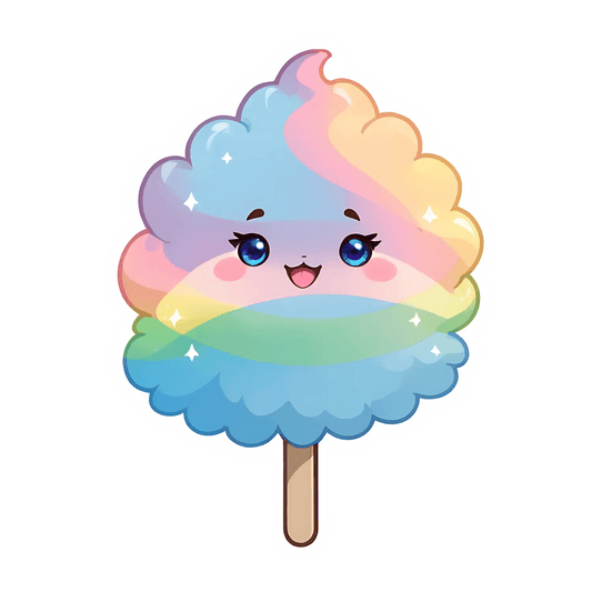 Cute Rainbow Cotton Candy - Sticker - Heat Press Transfer