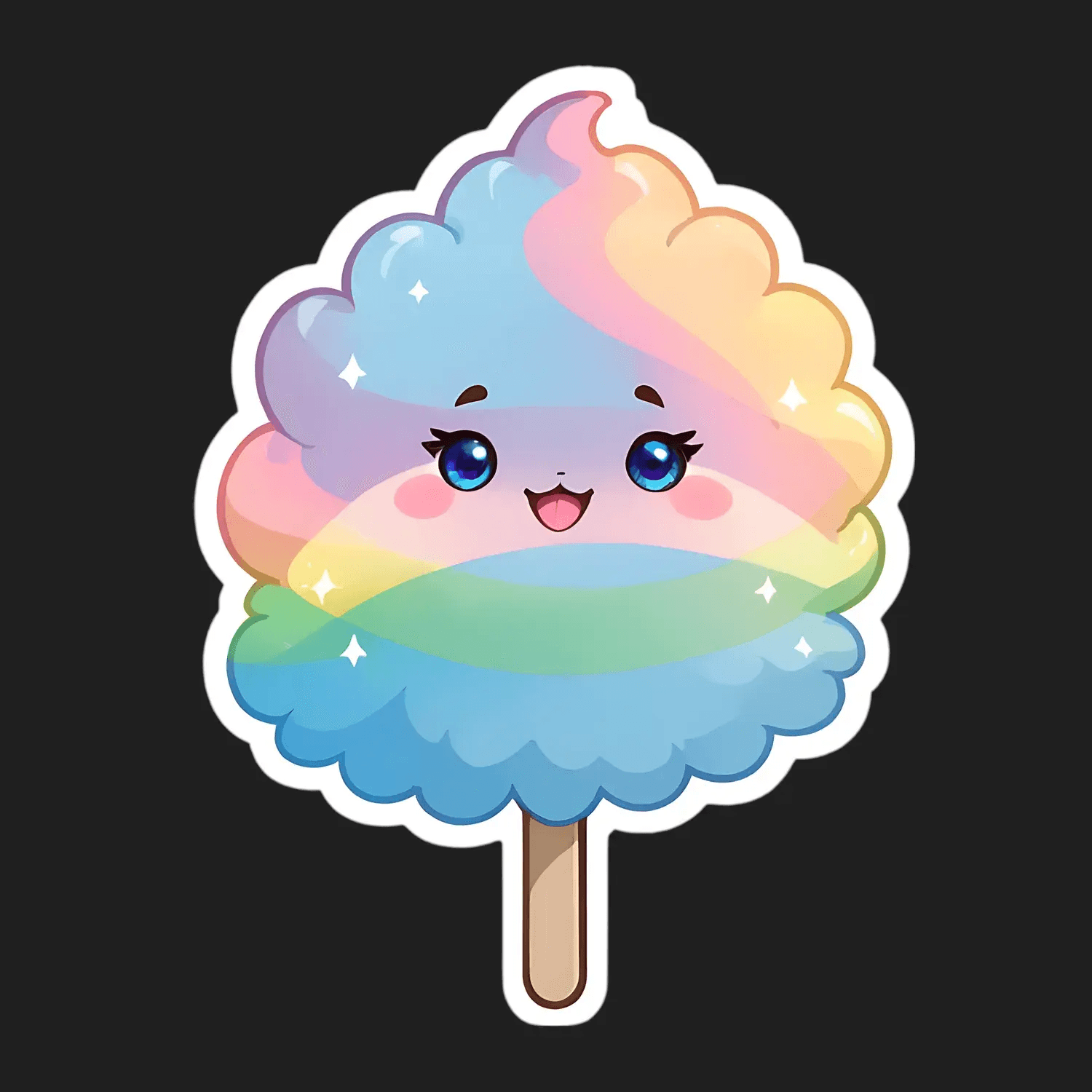Cute Rainbow Cotton Candy - Sticker - Heat Press Transfer