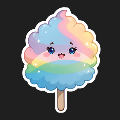 Cute Rainbow Cotton Candy - Sticker - Heat Press Transfer