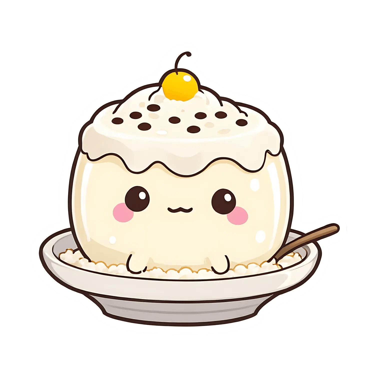 Cute Rice Pudding - UV DTF Sticker - Heat Press Transfer