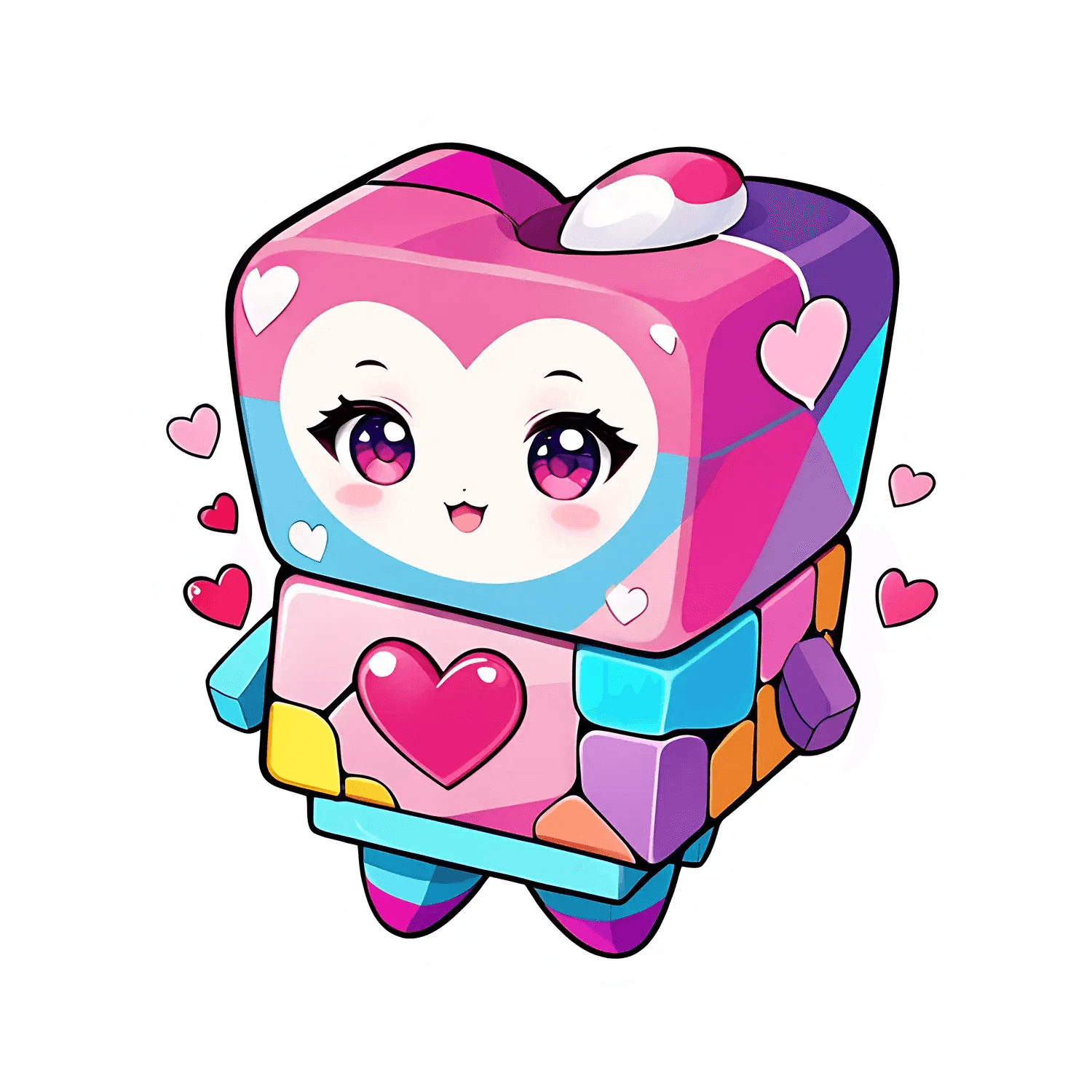 Cute Robot - Heart Sticker - Heat Press Transfer
