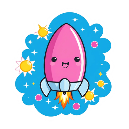 Cute Rocket - Sticker for Playful Decors - Heat Press Transfer