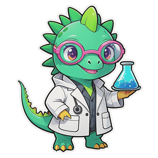 Cute Scientist Dinosaur - Sticker - Heat Press Transfer
