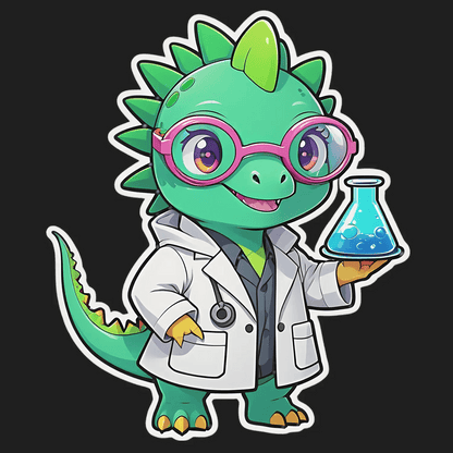Cute Scientist Dinosaur - Sticker - Heat Press Transfer