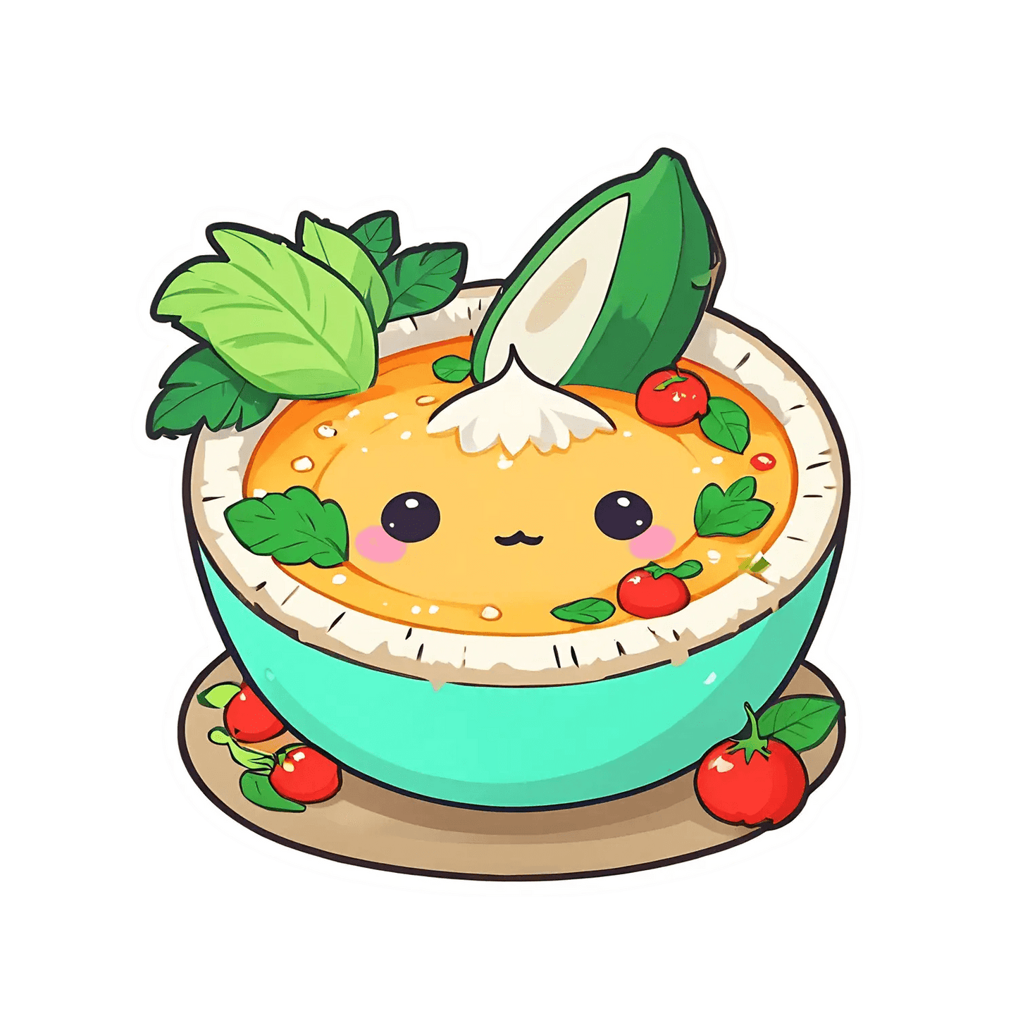 Cute Soup Bowl - Kawaii Sticker - Heat Press Transfer