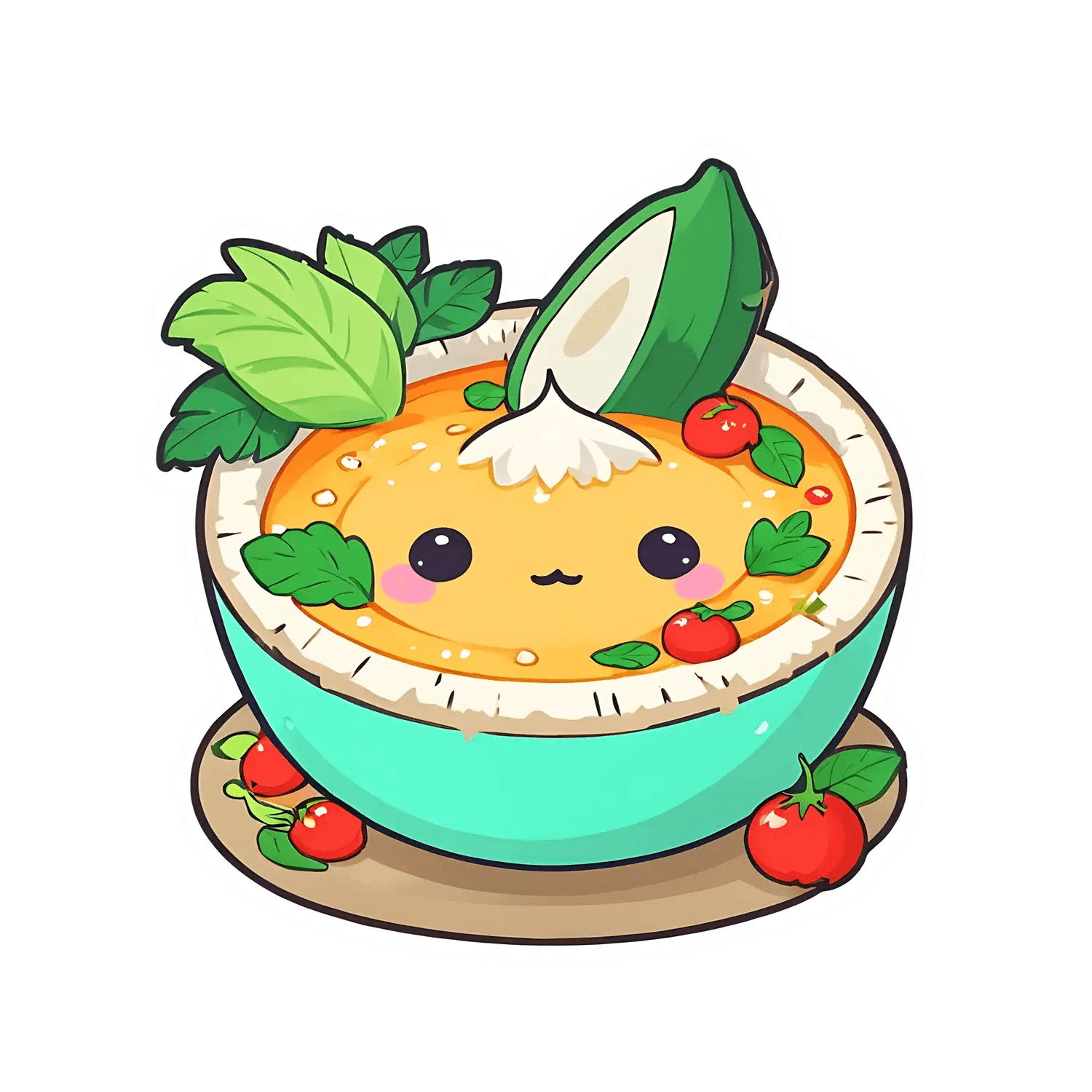 Cute Soup Bowl - Kawaii Sticker - Heat Press Transfer