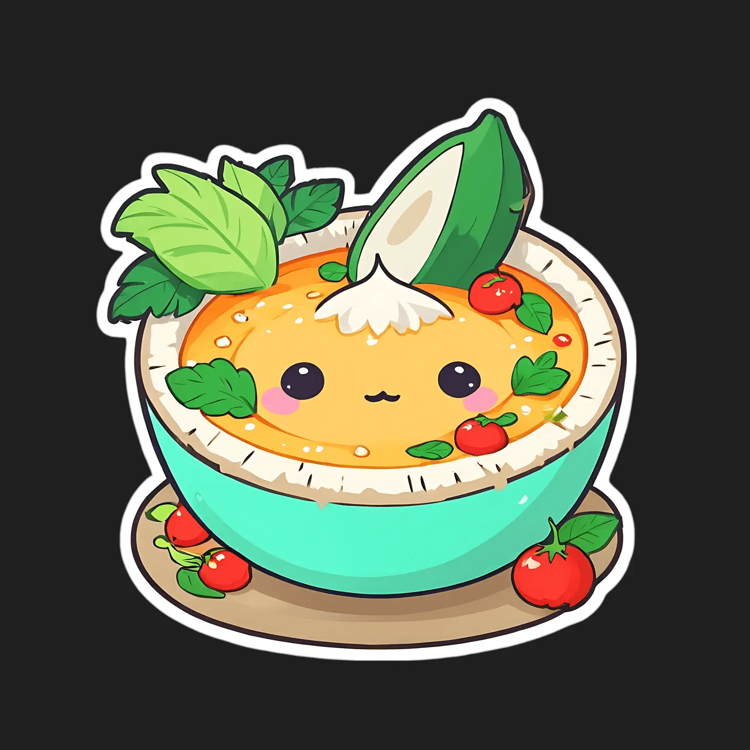Cute Soup Bowl - Kawaii Sticker - Heat Press Transfer