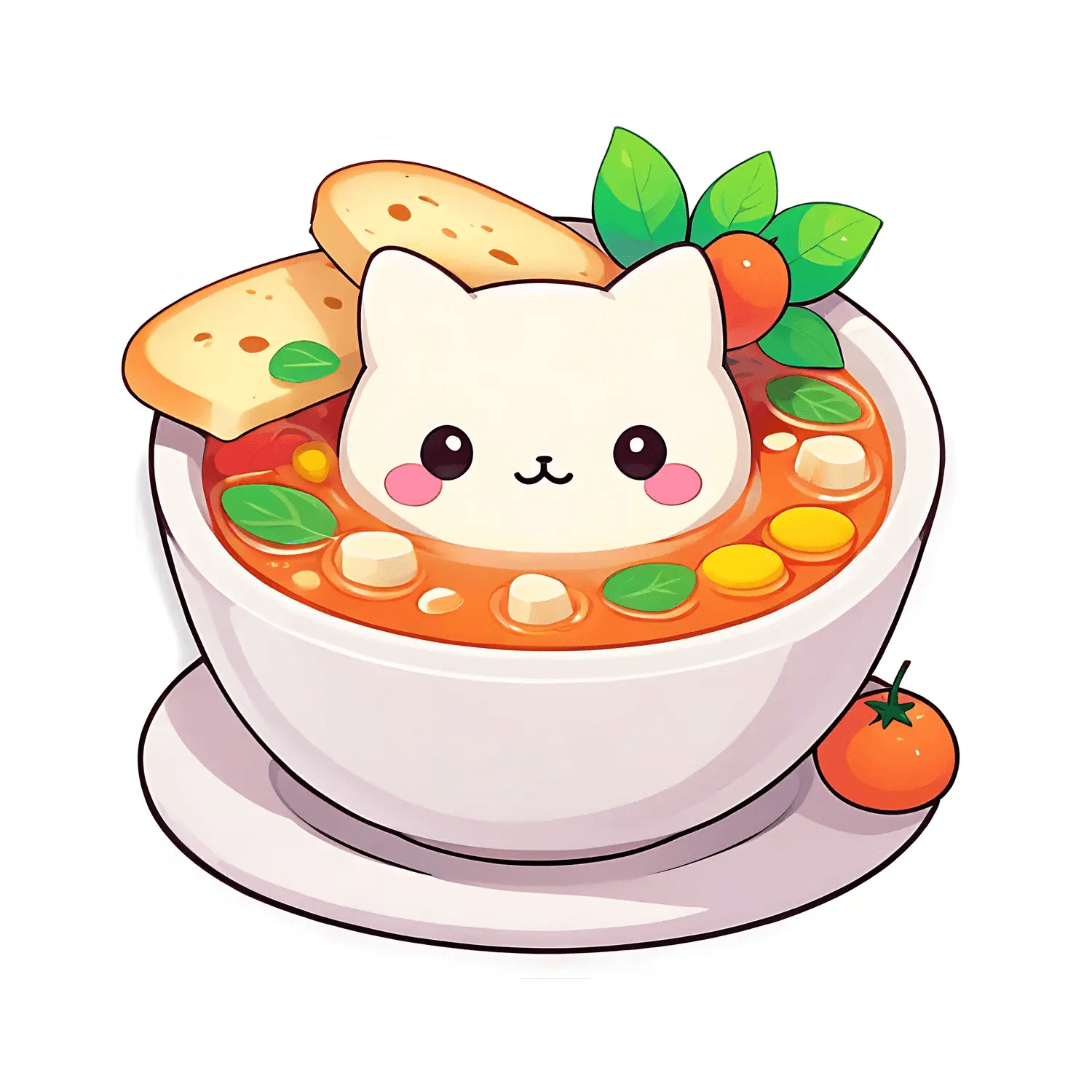 Cute Soup Cat - Sticker - Heat Press Transfer