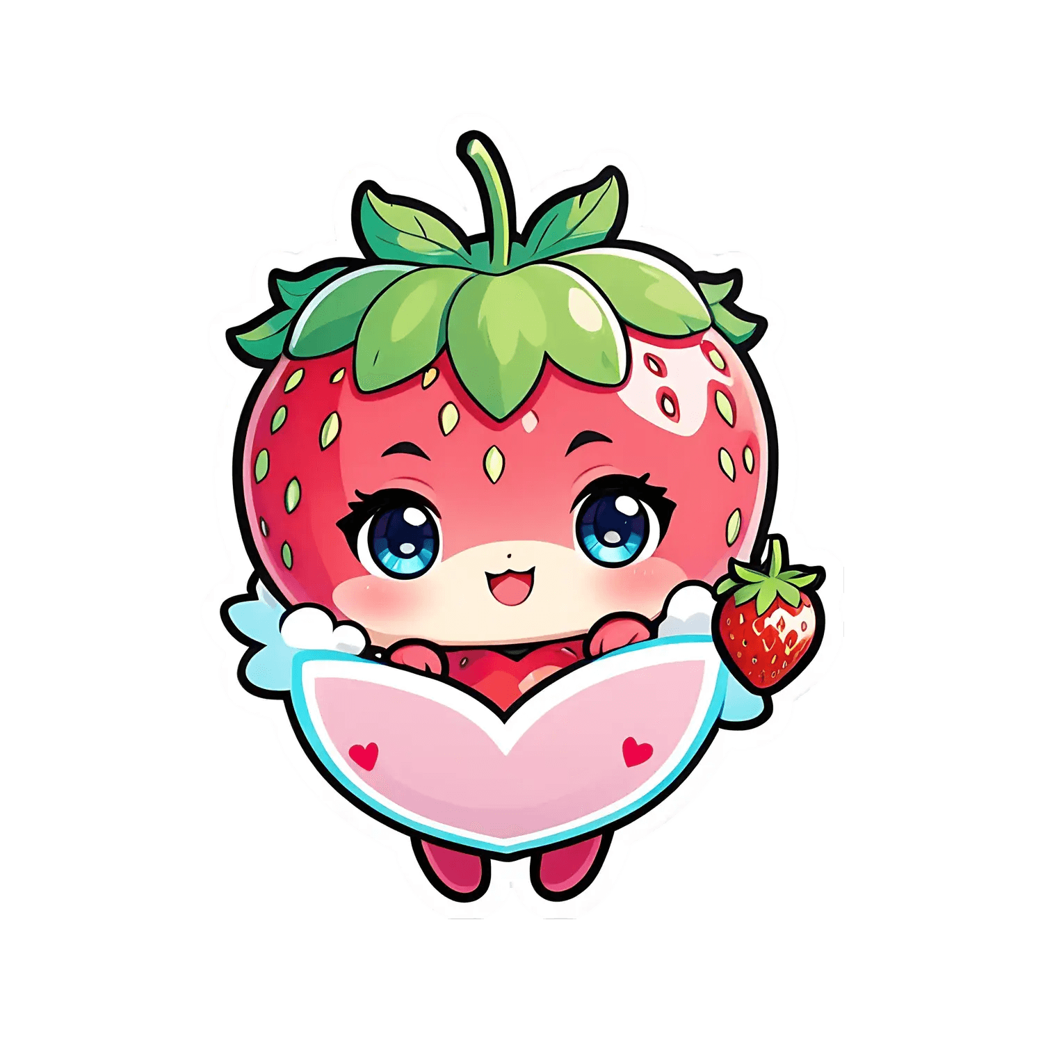 Cute Strawberry Character - Sticker - Heat Press Transfer