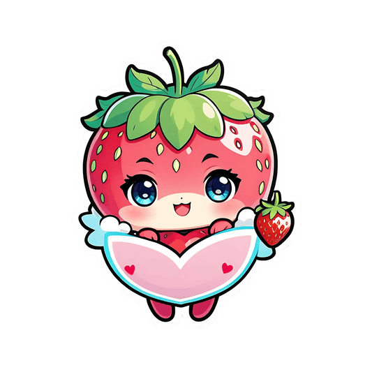 Cute Strawberry Character - Sticker - Heat Press Transfer