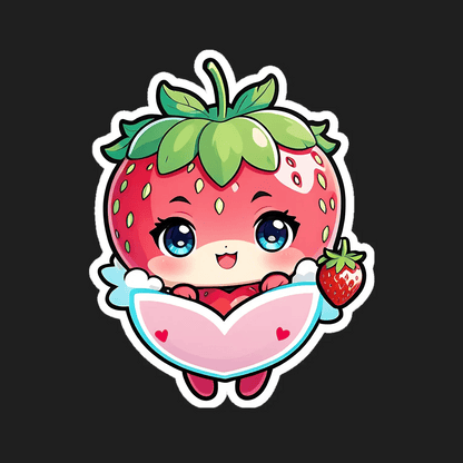 Cute Strawberry Character - Sticker - Heat Press Transfer