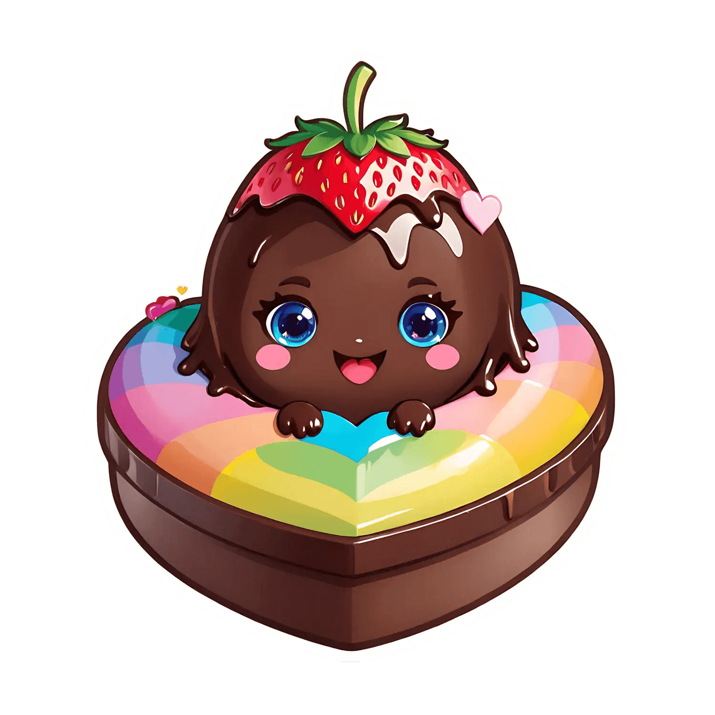 Cute Strawberry Character - UV DTF Sticker - Heat Press Transfer