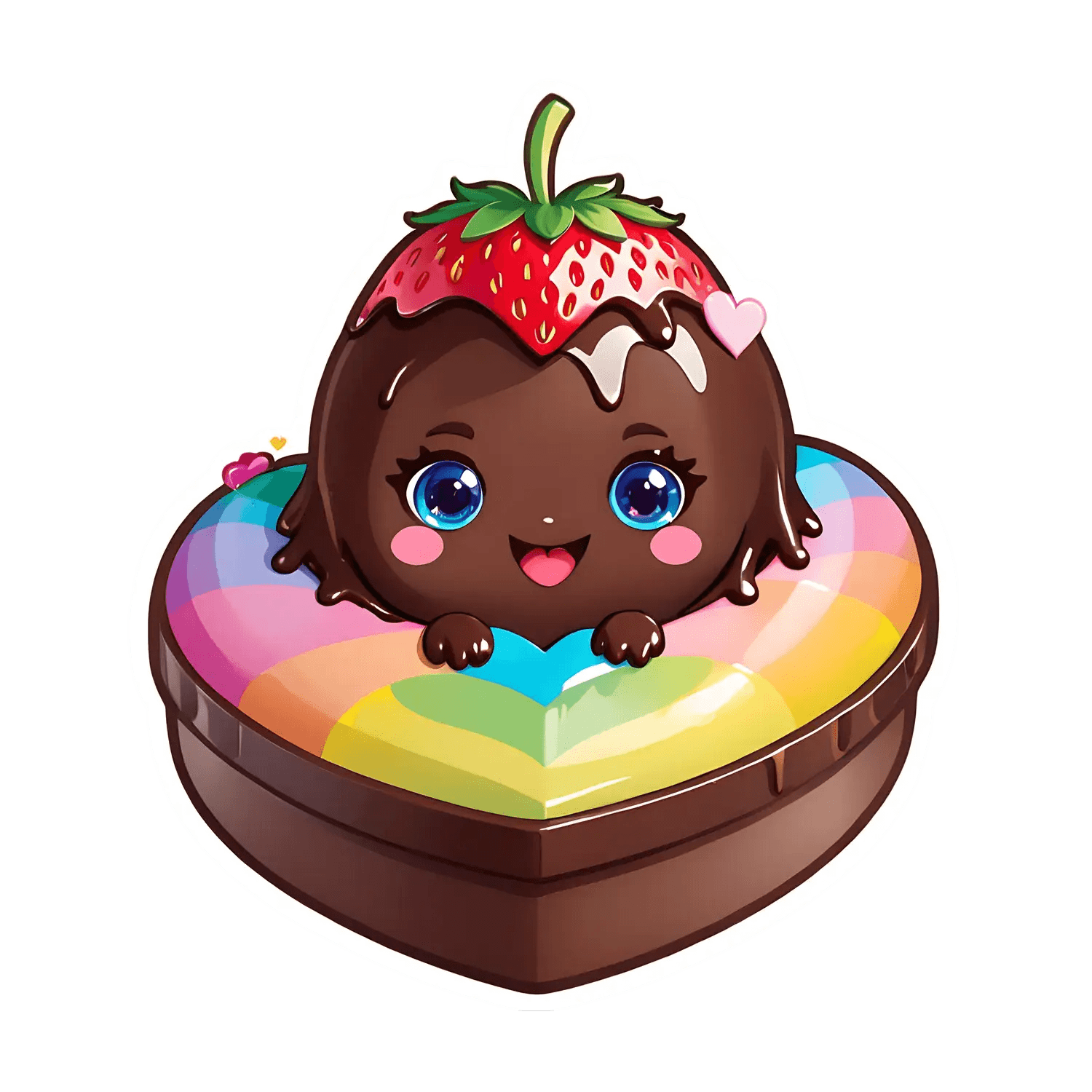 Cute Strawberry Character - UV DTF Sticker - Heat Press Transfer