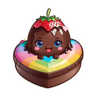 Cute Strawberry Character - UV DTF Sticker - Heat Press Transfer