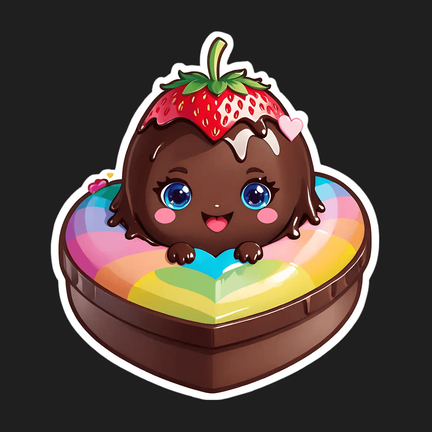 Cute Strawberry Character - UV DTF Sticker - Heat Press Transfer