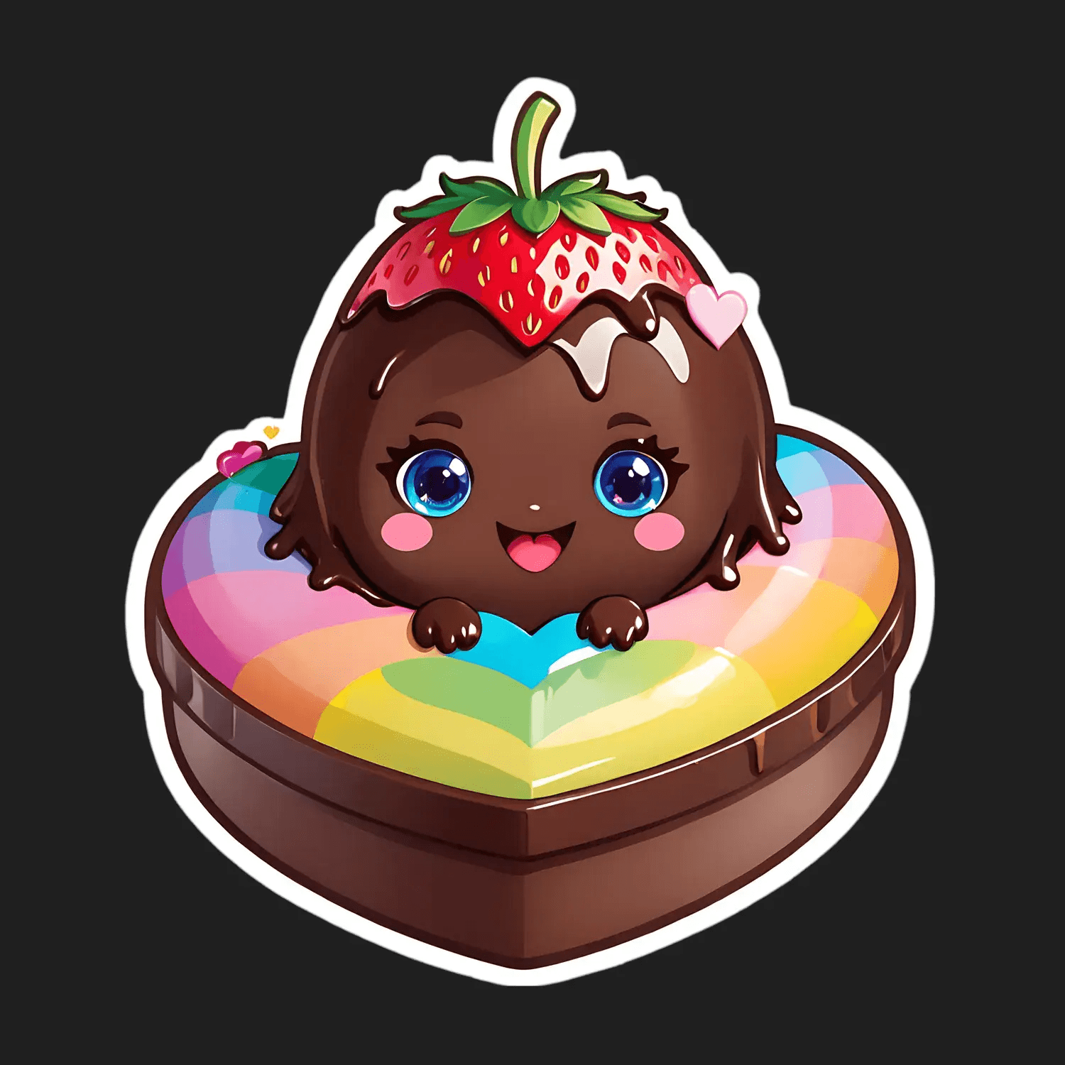 Cute Strawberry Character - UV DTF Sticker - Heat Press Transfer