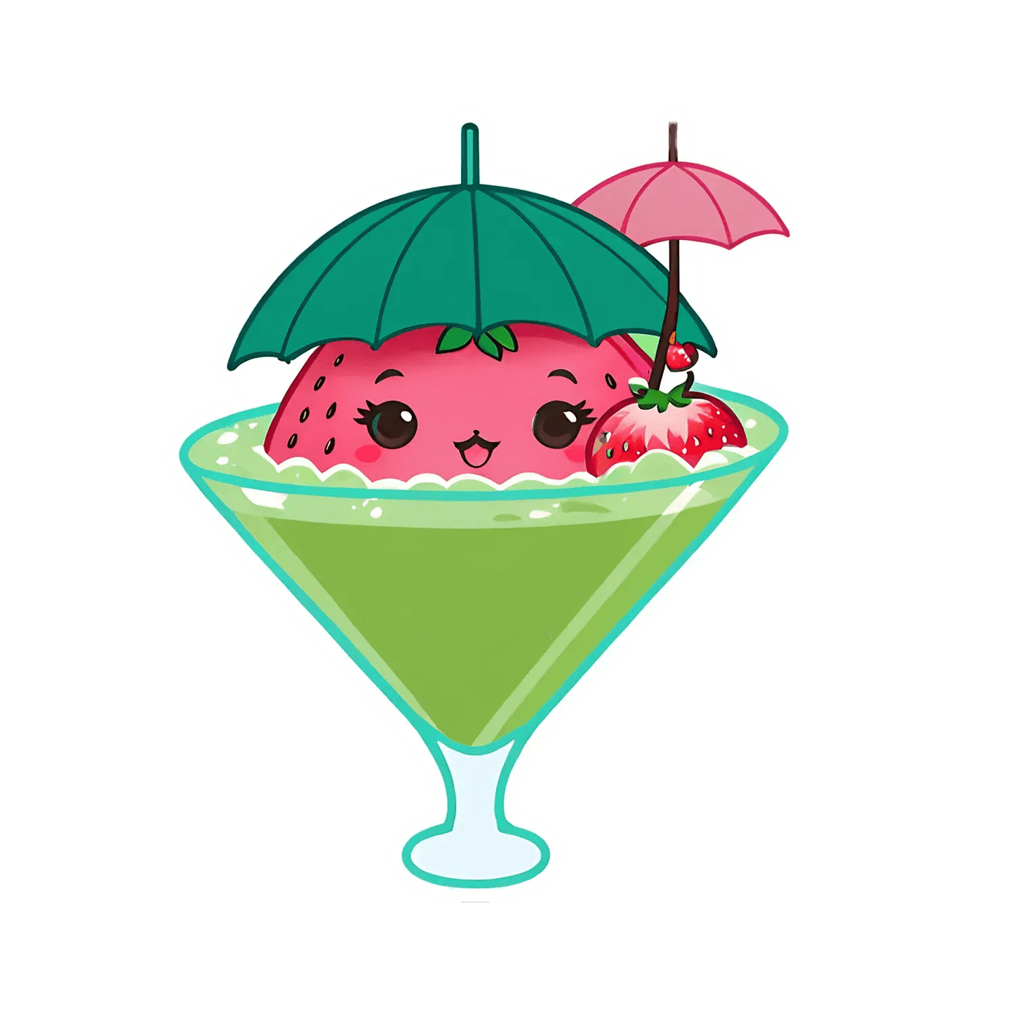 Cute Strawberry Cocktail - Sticker - Heat Press Transfer