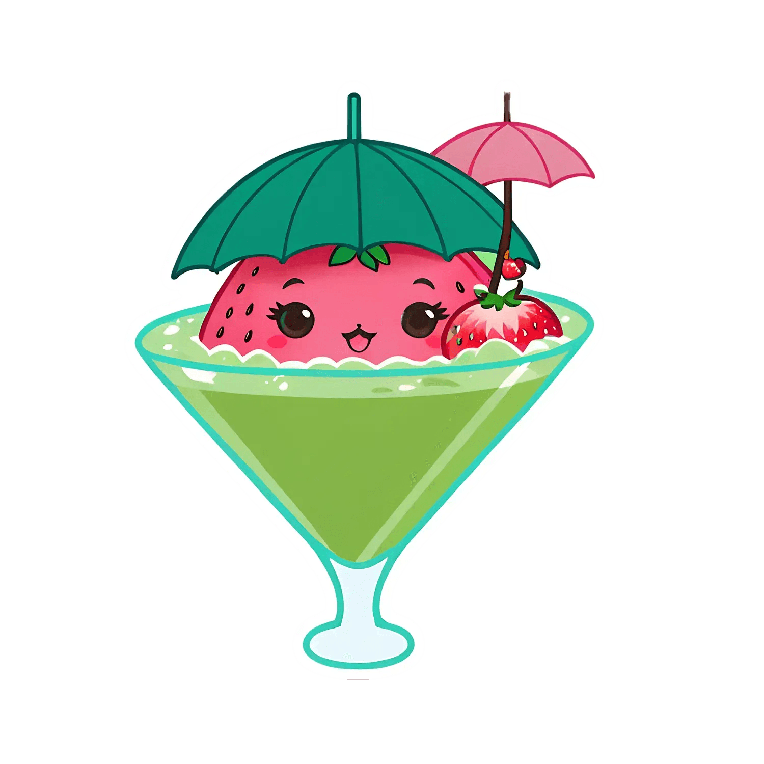 Cute Strawberry Cocktail - Sticker - Heat Press Transfer