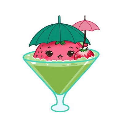Cute Strawberry Cocktail - Sticker - Heat Press Transfer