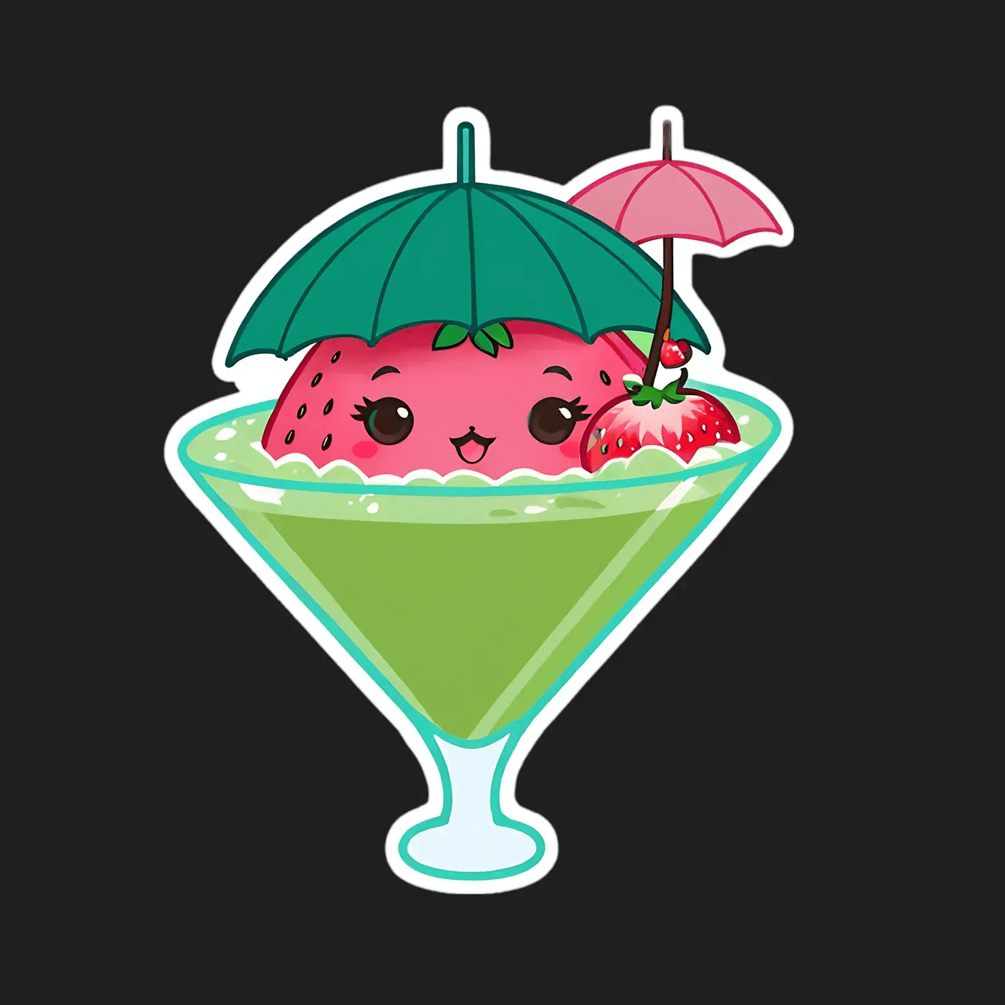 Cute Strawberry Cocktail - Sticker - Heat Press Transfer