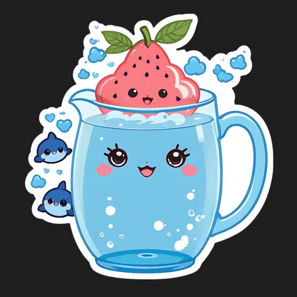 Cute Strawberry Smoothie - Sticker - Heat Press Transfer