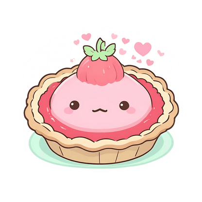 Cute Strawberry Tart - Sticker - Heat Press Transfer